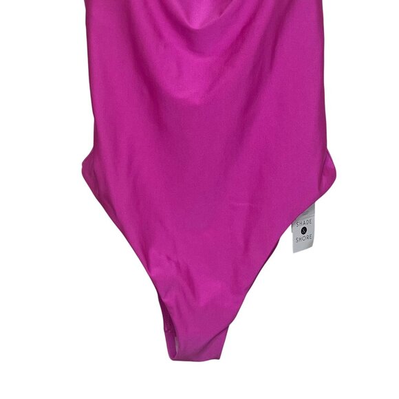 Shade & Shore High Leg Cheeky One-Piece Swimsuit Pink Size Medium - Picture 4 of 11